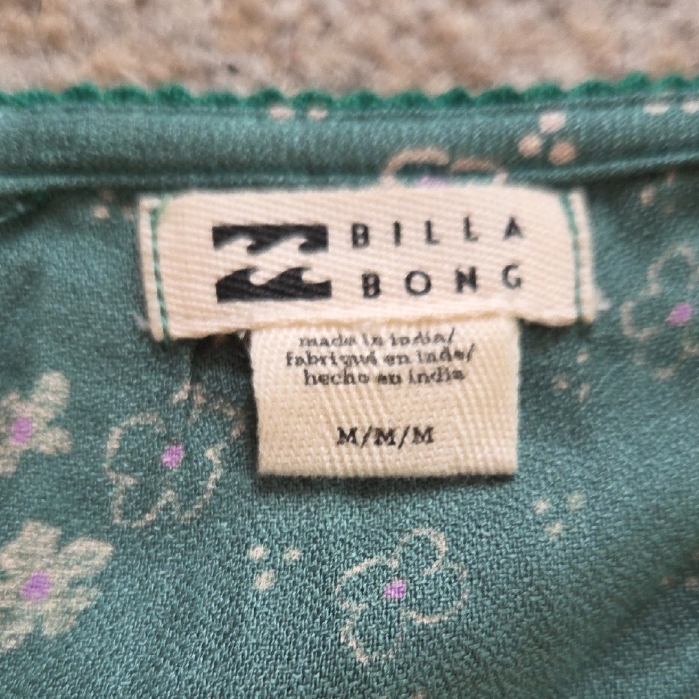Billabong Bright Skies Midi Floral Green Dress - Picture 5 of 9
